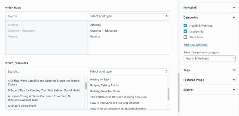 Relating content options for WP sites